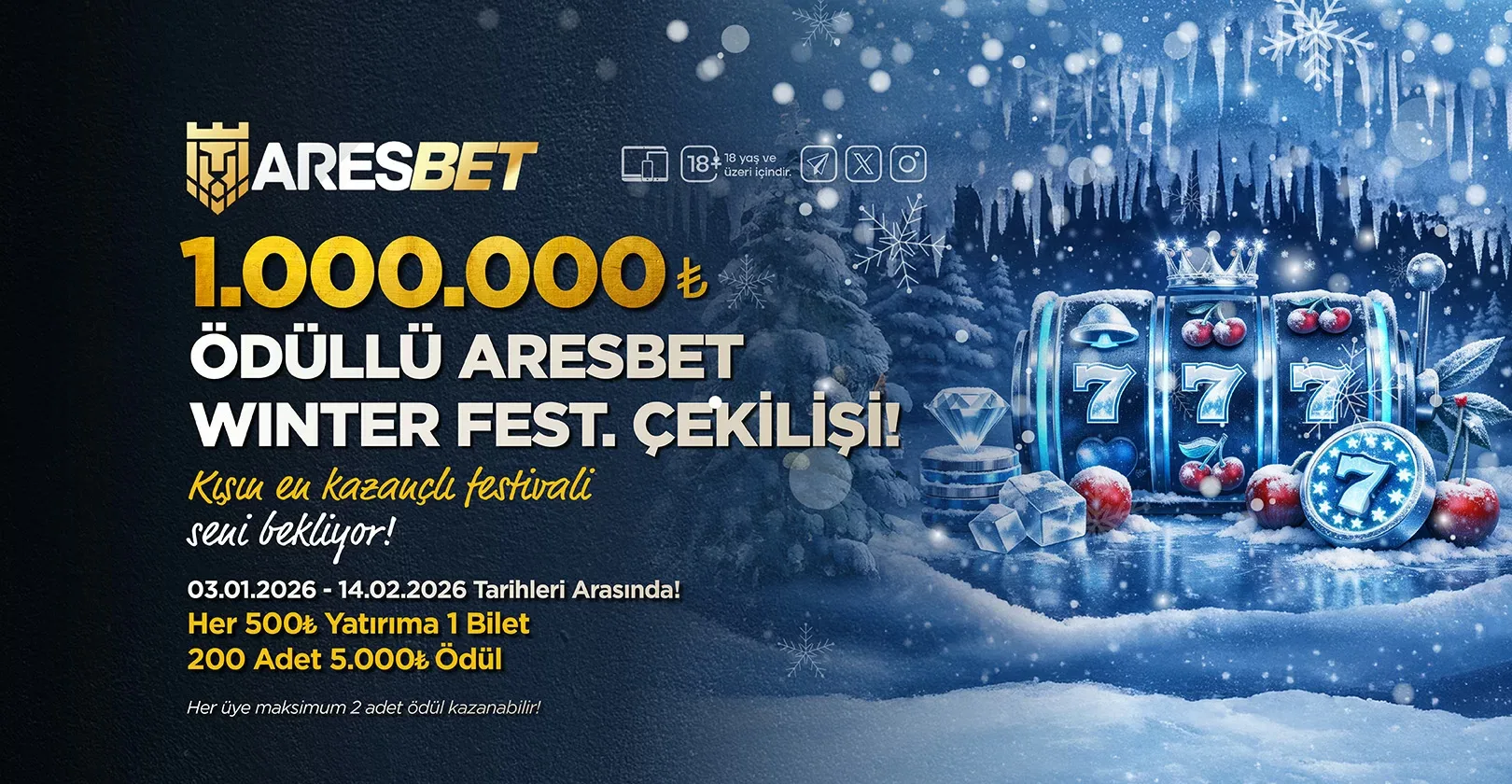 1.000.000₺ ödüllü aresbet wınter fest. çekılışı!