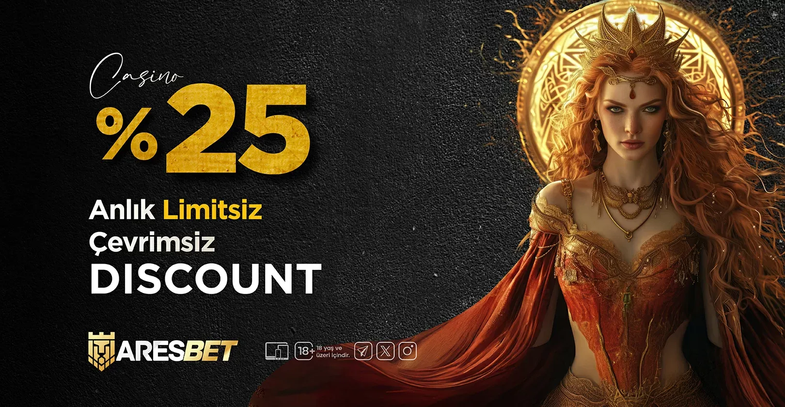 Anlık çevrımsız lımıtsız %25 casıno dıscount!