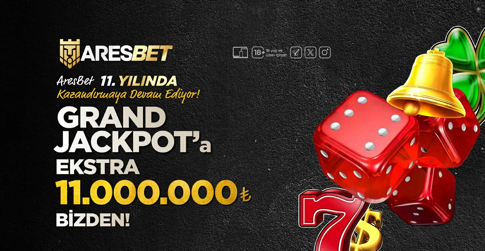Aresbet'te kazancın sınırlarını zorluyoruz: grand jackpot’a ekstra 11.000.000 tl bızden!