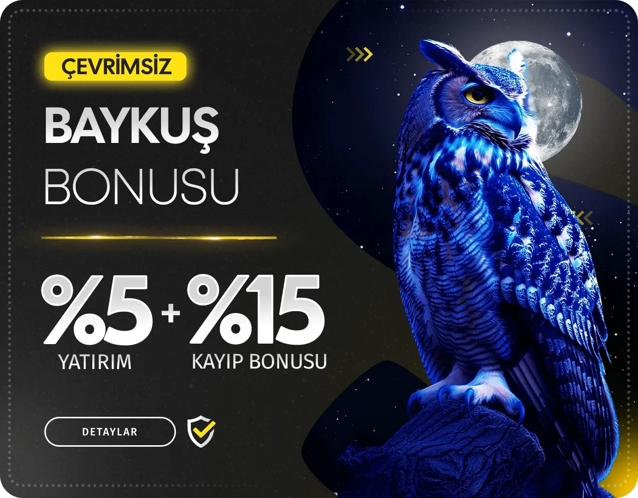 Çevrimsiz %5 + %15 cashwın baykuş bonusu