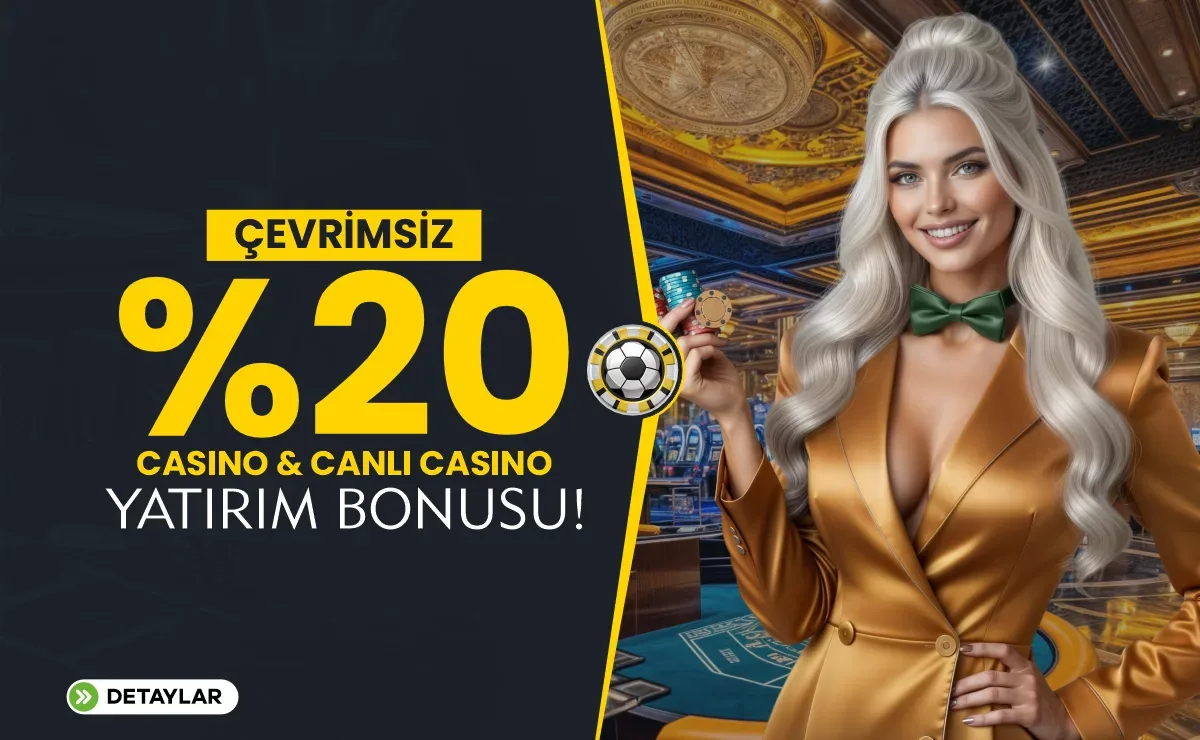 %20 çevrimsiz casino & canlı casino yatırım bonusu