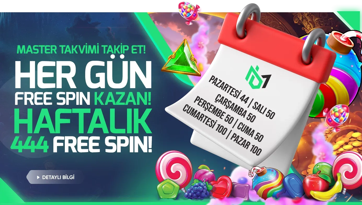 Her gün yatır, her gün freespin kazan! haftalık 444 freespin!