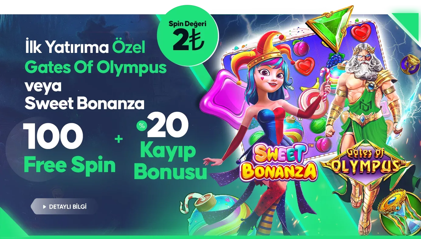 İlk yatırıma sweet bonanza + %20 kayıp bonusu!
