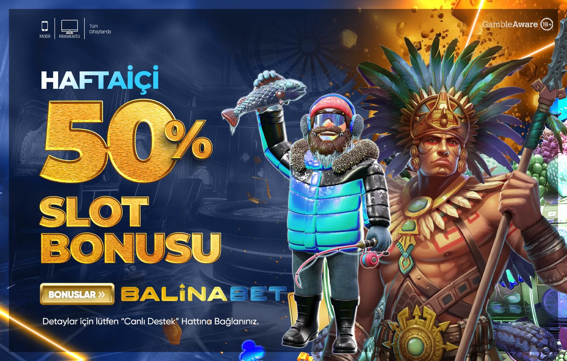 Haftaiçi  %50 slot bonusu