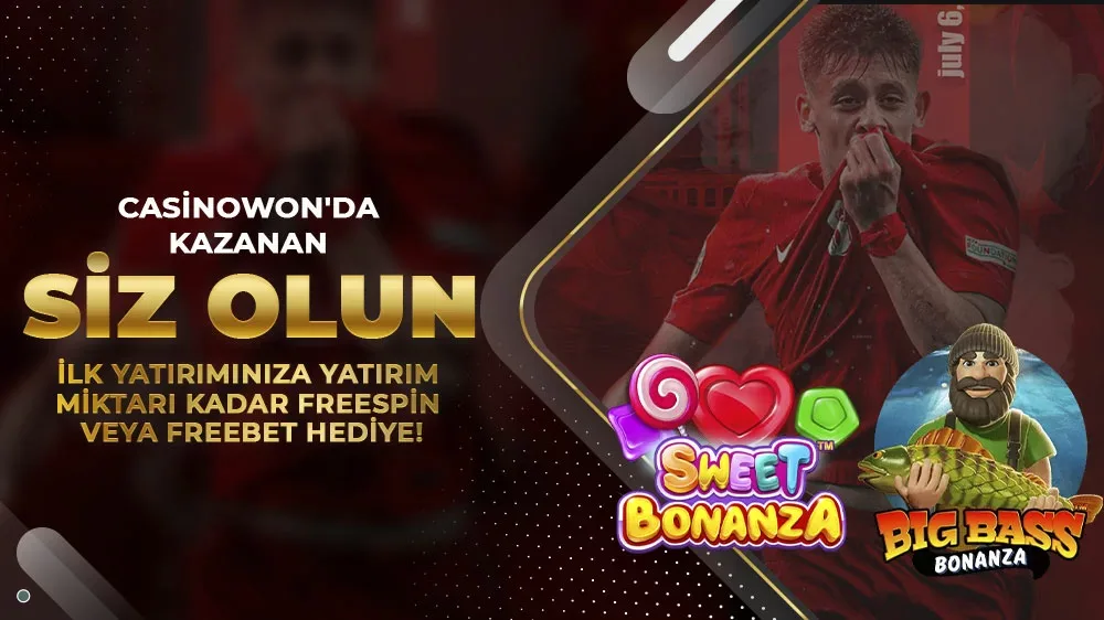 Casinowon'da ilk yatırımına %100 freespin veya freebet hediye