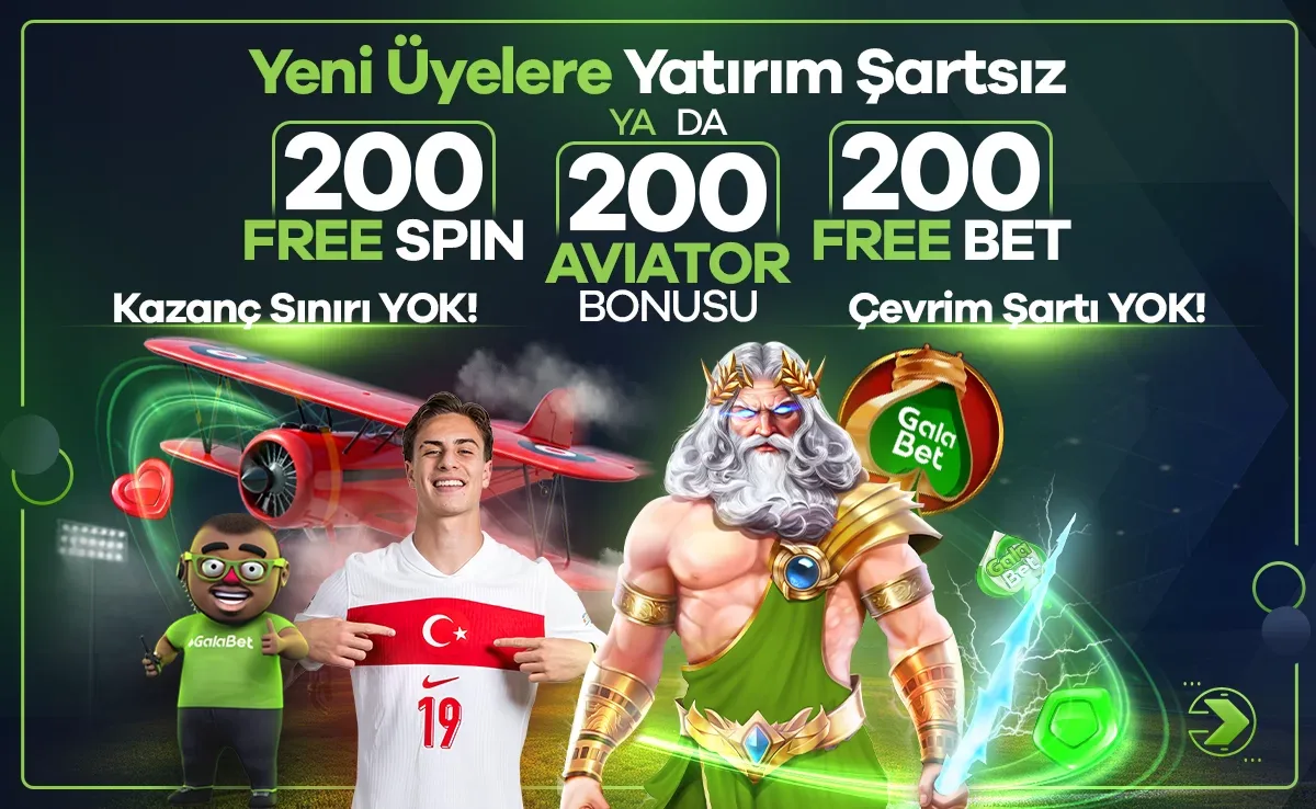 Yeni üyelere özel 200 free bet, 200 free spin ya da 200 aviator bonusu!