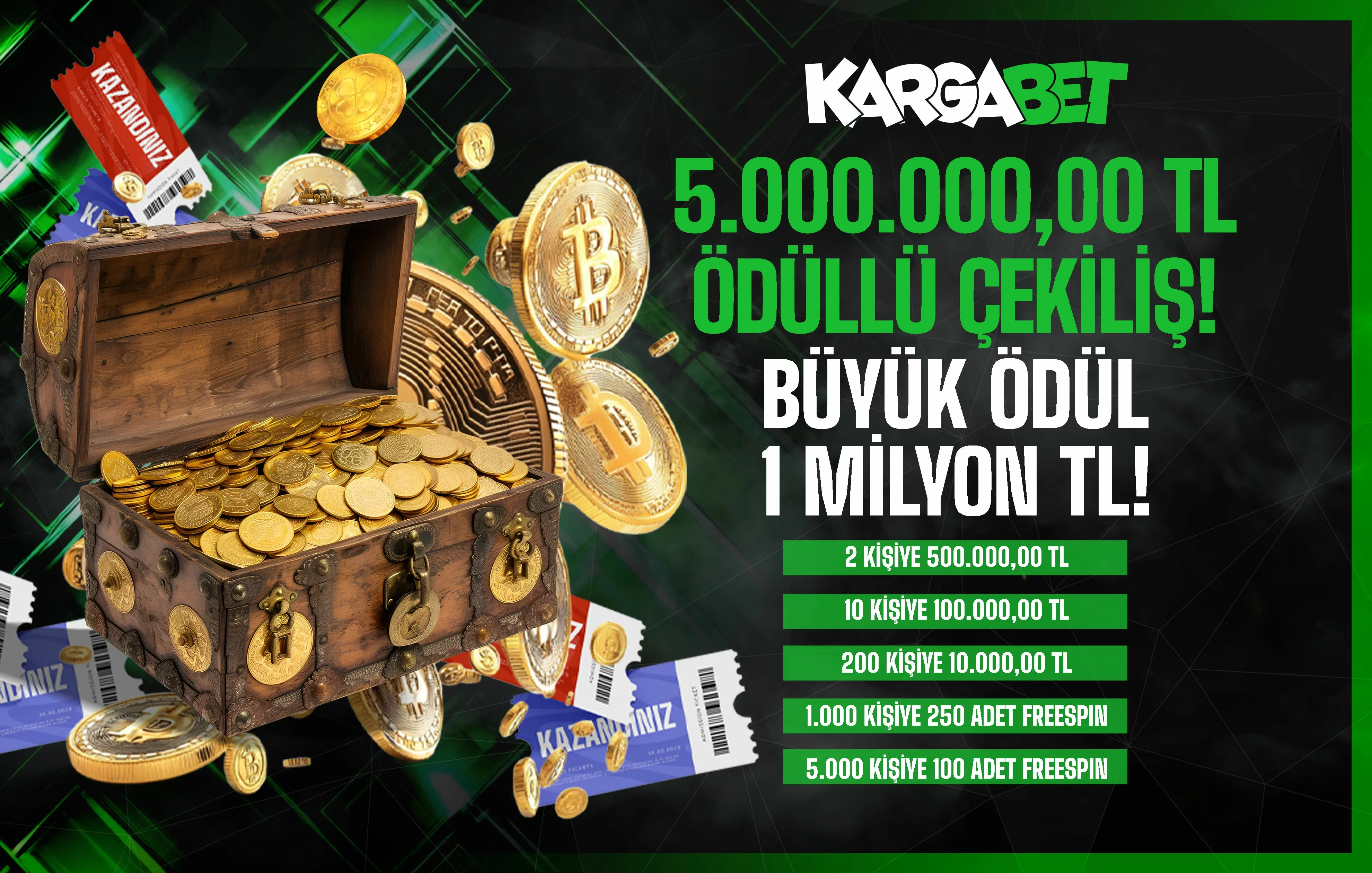 5 milyon tl ödüllü kargabet aylık çekilişi!