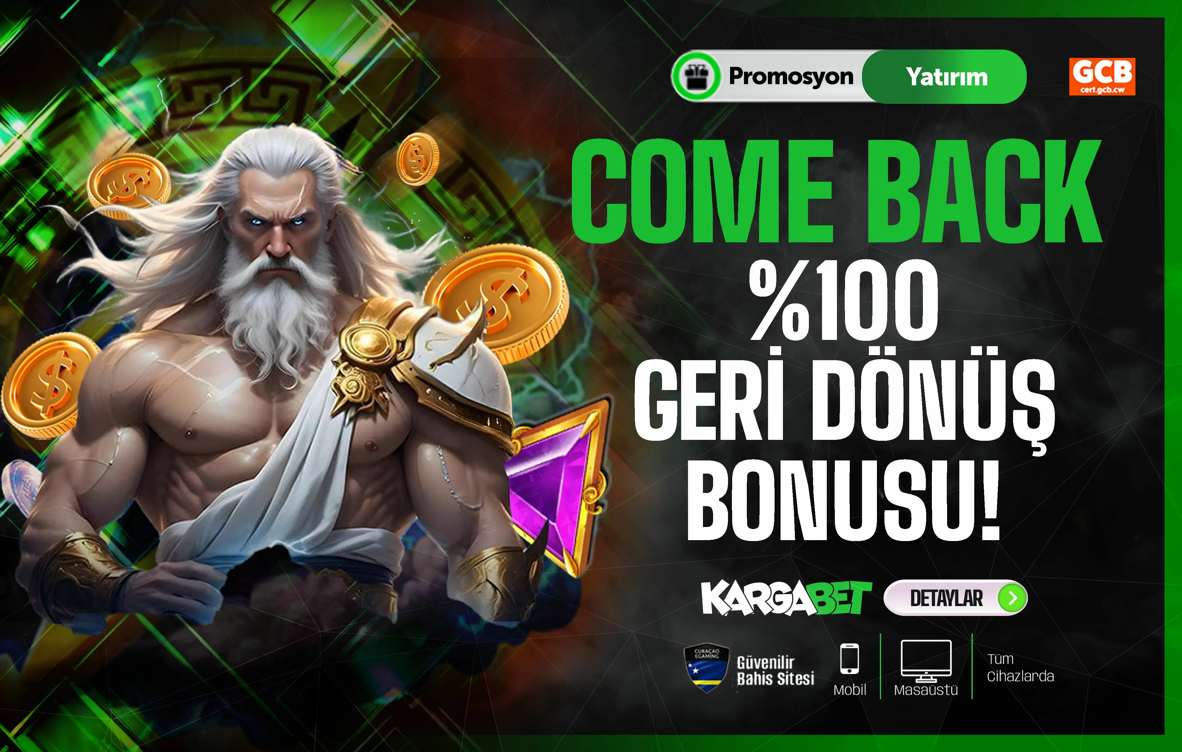 Come back %100 geri dönüş bonusu
