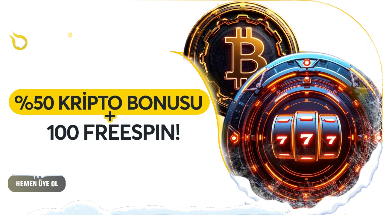 %50 kripto bonusu + 100 freespin