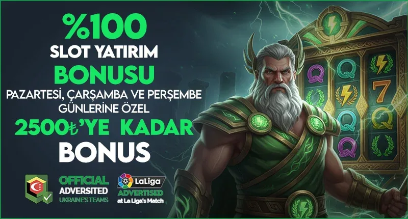 Pazartesi , çarşamba, perşembe günlerine özel %100 slot bonusu!