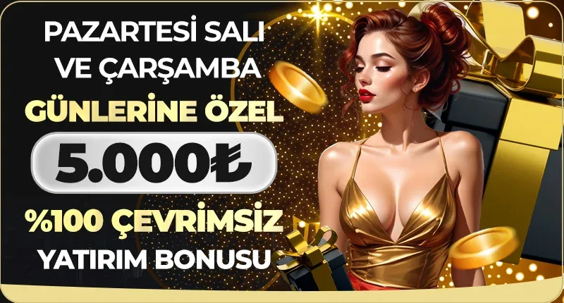 Pazartesi, salı ve çarşamba günlerine özel %100 çevrimsiz yatırım bonusu