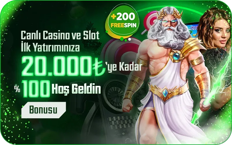 20.000₺'ye kadar %100 hoş geldin casino ve slot bonusu