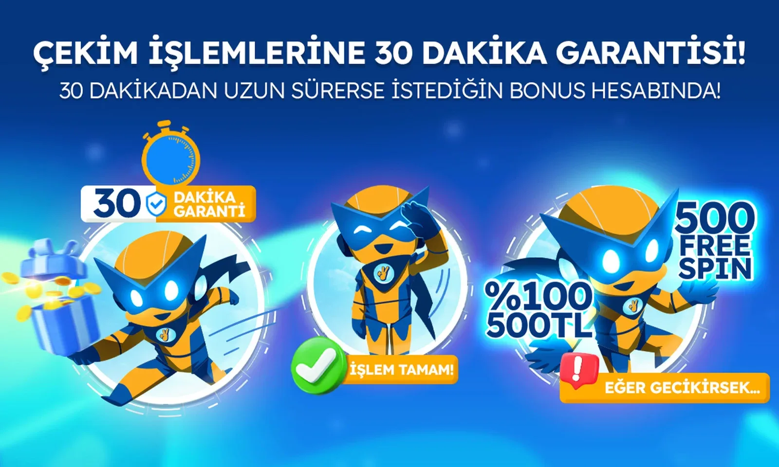 Çekim işlemlerine 30 dakika garantisi