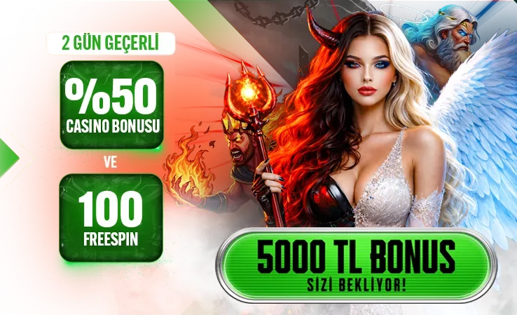 2 gün geçerli % 50 bonus ve 100 freespin