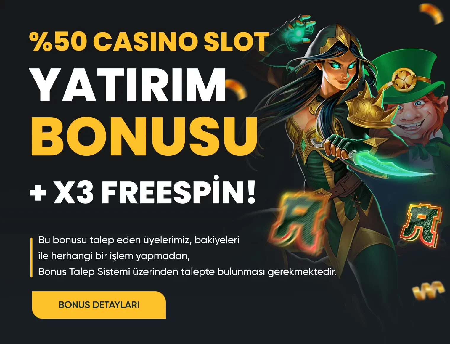 %50 casino/slot yatırım bonusu + x3 freespin!