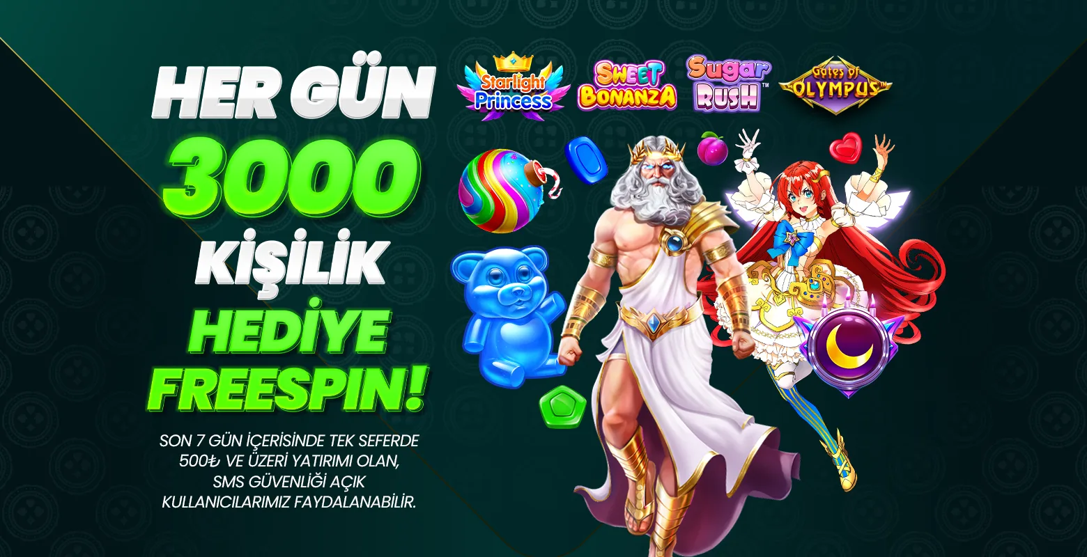 Telegram kanalımızda her gün 3.000 kişilik freespin!