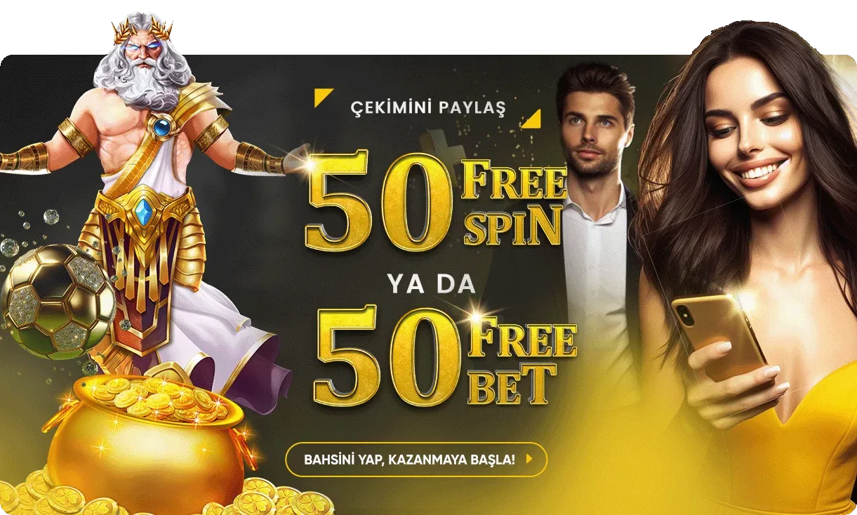 Çekimini paylaş 50 free spin veya 50 free bet kazan
