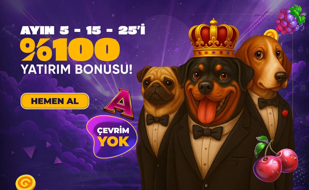 5-15-25 günlerine özel %100 çevrimsiz bonus