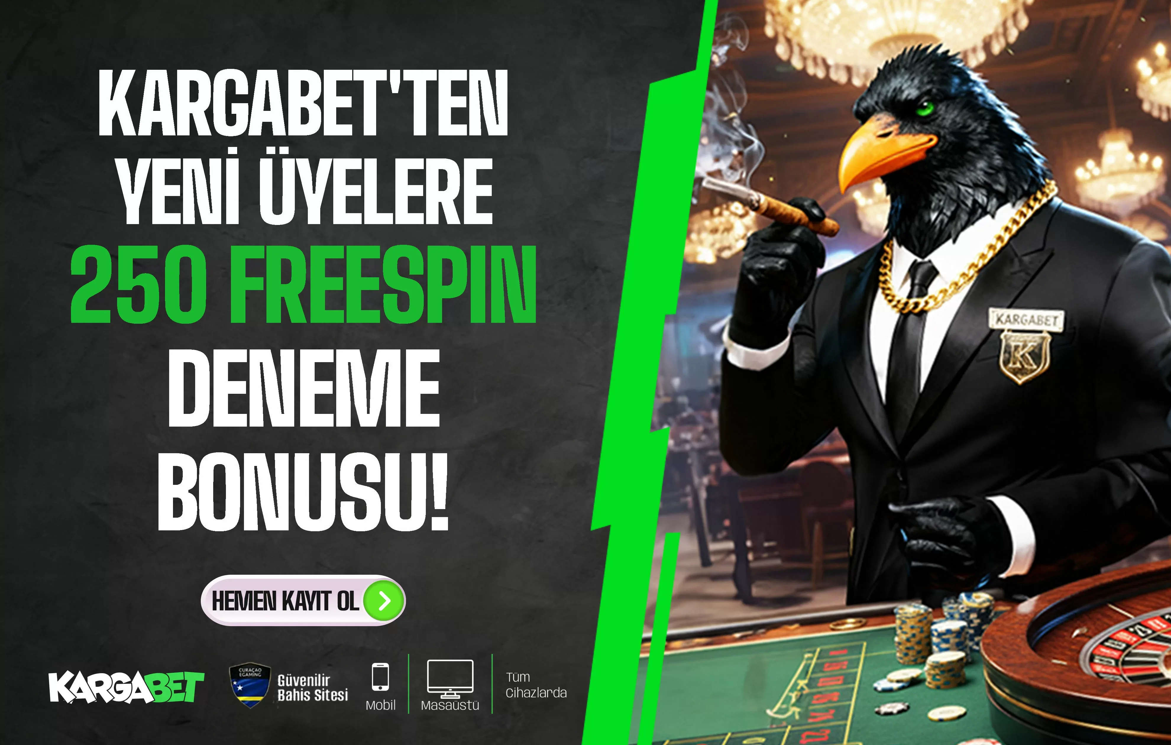 Kargabet'ten yeni üyelere 250 freespın deneme bonusu!