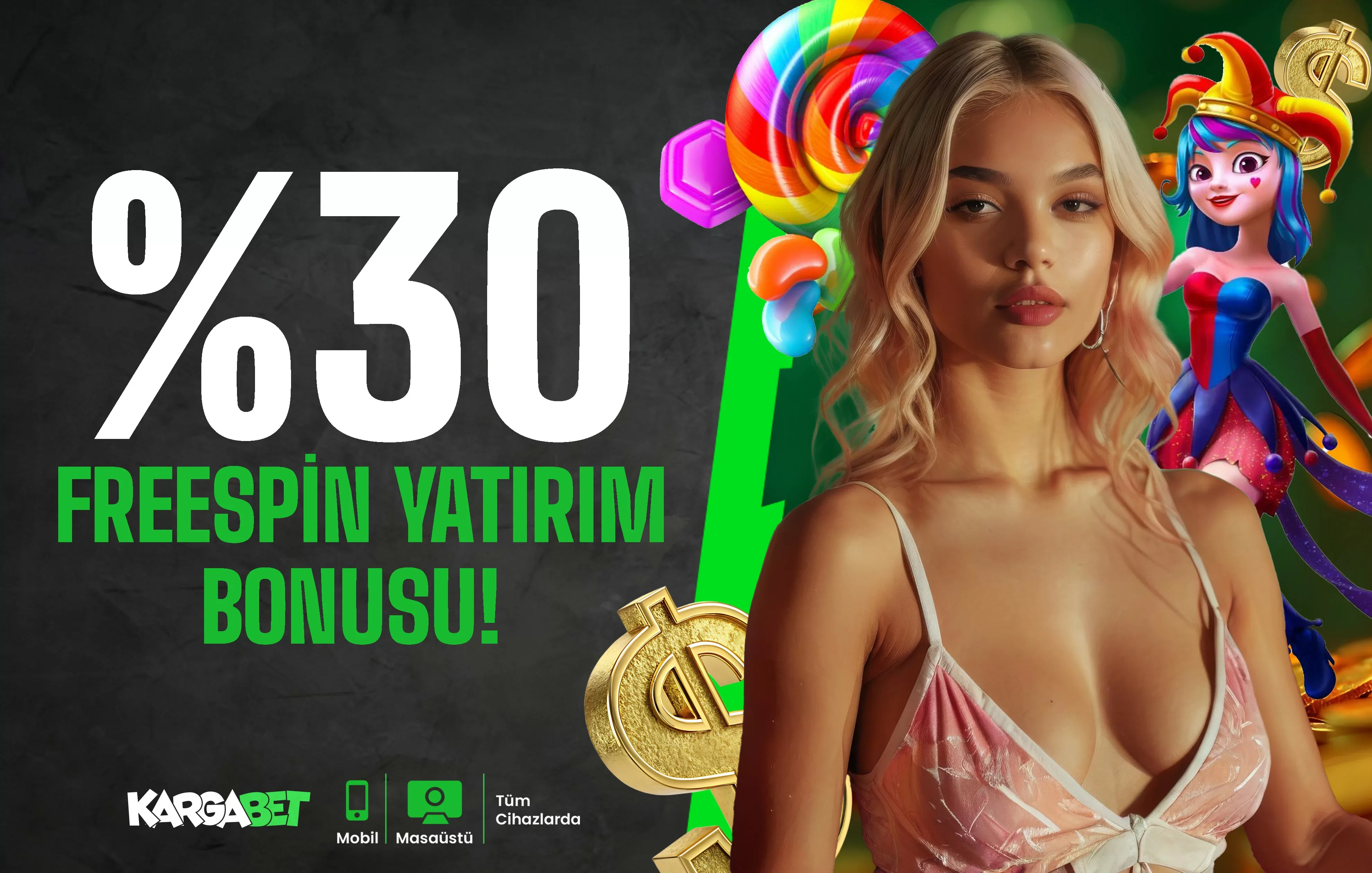 Çevrimsiz %30 freespin yatırım bonusu !