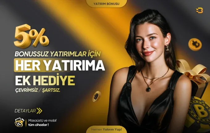 %5 tamamen çevrimsiz nakit bonus