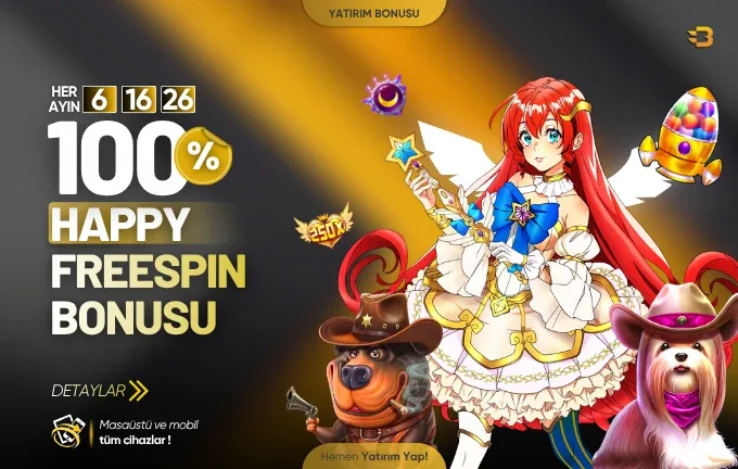 %100 happy freespin bonusu