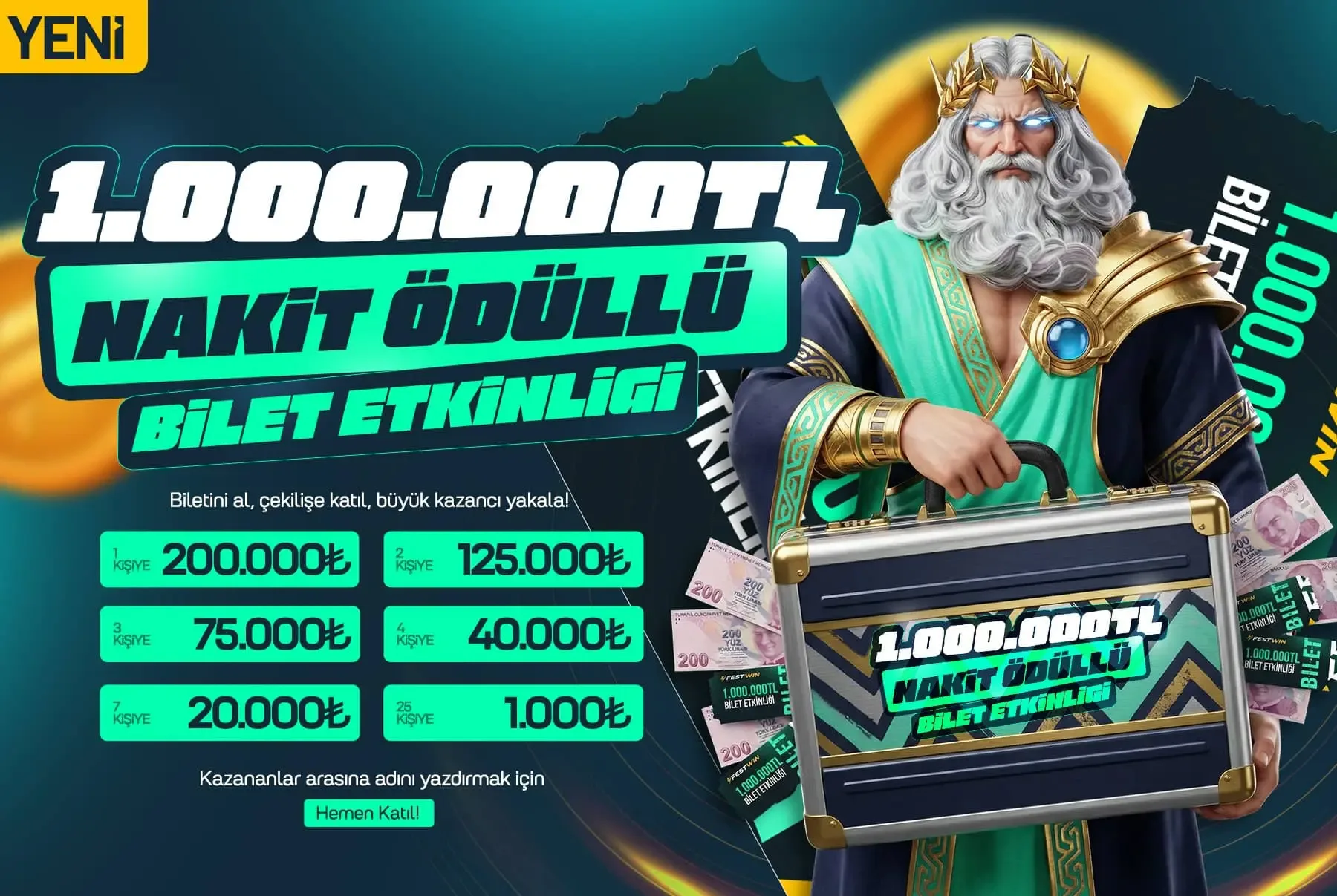 1.000.000₺ nakit ödül çekilişi!